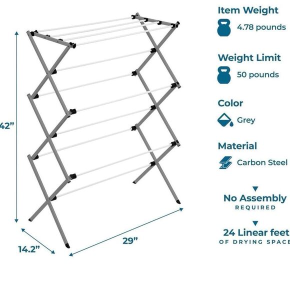 Honey-Can-Do Collapsible, Durable, Space-Saving Laundry & Towel Drying Rack - Picture 2 of 6